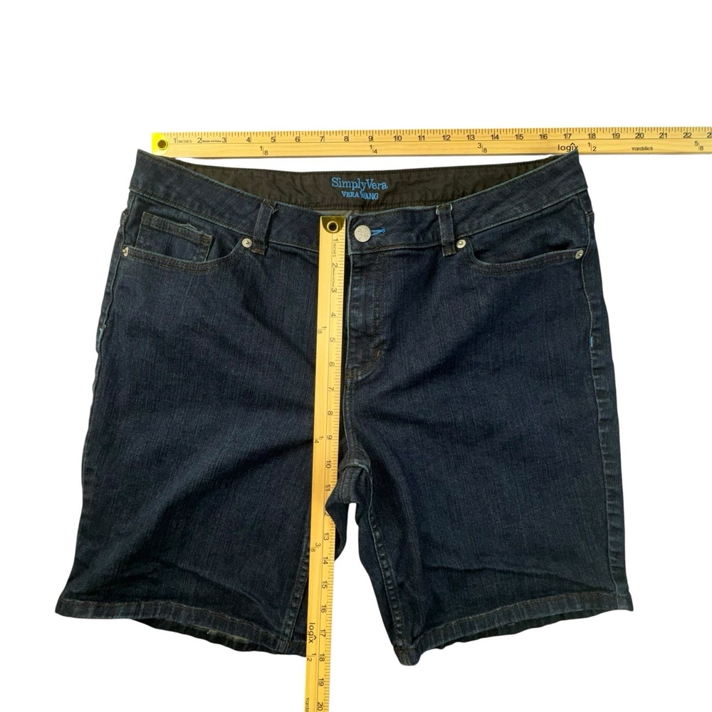 Simply Vera Wang Jean Shorts Flex Mid Rise Dark Wash Women 16 - Picture 5 of 8